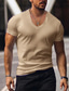 お買い得  メンズカジュアルTシャツ-男性用 Tシャツ ティートップ 平織り Ｖネック ストリート バケーション 半袖 衣類 デザイナー ベーシック 現代コンテンポラリー