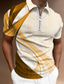 billiga mäns våg-Herr Zip Polo POLO Shirt Golftröja Nedvikt Mode Designer Ledigt Kortärmad Gul Armégrön Rubinrött Kungsblå Blå Purpur Linjär 3D-tryck Nedvikt Blixtlås Ledigt Dagligen Dragkedja Mönster Kläder Kläder