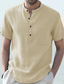 cheap Men&#039;s Casual Shirts-Men&#039;s Linen Shirt Summer Shirt Beach Shirt Black White Blue Short Sleeve Plain Crew Neck Spring &amp; Summer Hawaiian Holiday Clothing Apparel Pocket