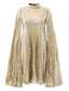 voordelige Jurken met pailletten-dames gouden jurk pailletten jurk feestjurk mini jurk zilver zwart lange mouw effen pailletten lente herfst winter ronde hals elegante feest winterjurk 2023 s m l xl xxl