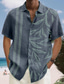 billige Hawaiiskjorter-Herre Skjorte Hawaii skjorte Stribet Grafiske tryk Blade Aftæpning Blå Lilla Grøn udendørs Gade Kort Ærme Knap ned Trykt mønster Tøj Sport Mode Gade Designer