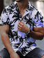 رخيصةأون قمصان استوائية-رجالي قميص قميص هاواي شجرة جوز الهند مطبوعات غرافيك طوي أبيض أصفر أزرق أرجواني برتقالي شارع فضفاض كم قصير طباعة زر أسفل ملابس استوائي موضة ستايل هاواي مصمم