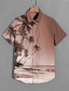 billige Hawaiiskjorter-Herre Skjorte Hawaii skjorte Sommer skjorte Grafisk Kokos palme Landskab Aftæpning Krystal / Lyserød Olivengrøn Blå Trykt mønster udendørs Gade Kortærmet Knap ned Trykt mønster Tøj Mode Designer