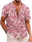 Недорогие мужские повседневные рубашки-Муж. Гавайская рубашка Светло-розовый Черный Светло-зеленый Красный Тёмно-синий Короткие рукава Цветочный принт Растения Отложной на открытом воздухе Для улицы Кнопка вниз Одежда Хлопок