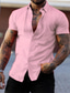 cheap Men&#039;s Casual Shirts-Men&#039;s Shirt Button Up Shirt Summer Shirt Black Yellow Pink Red Dark Navy Short Sleeve Letter Turndown Street Casual Button-Down Clothing Apparel Fashion Casual Comfortable
