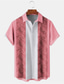 billiga fritidsskjortor för män-Herr Hawaii skjorta Bowlingskjorta Knapp upp skjorta Sommarskjorta Casual skjorta Rodnande Rosa Blå Grön Kortärmad Färgblock Nedvikt Gata Semester Button-Down Kläder Mode Femtiotal Fritid