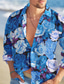 billiga Skjortor med tryck för män-Herr Skjorta Hawaii skjorta Blommig Reste sig Grafiska tryck Nedvikt Gul Rubinrött Blå Orange Utomhus Gata Långärmad Button-Down Mönster Kläder Mode Streetwear Designer Ledigt