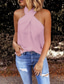 cheap Tank Tops &amp; Camis-Women&#039;s Camisole Tank Top Halter Crisscross Tank Black White Pink Plain Sleeveless Holiday Weekend Streetwear Sexy Casual Halter Neck Regular S