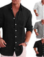 economico camicie casual da uomo-camicia da uomo tinta unita turndown street casual button-down manica lunga top casual moda comode bianco nero grigio camicie estive