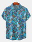 cheap Hawaiian Shirts-Men&#039;s Shirt Dress Shirt Summer Hawaiian Shirt Casual Shirt Letter Geometry Turndown Yellow Blue Fuchsia Print Plus Size Street Casual Short Sleeve Print Clothing Apparel Cotton Fashion Cool Retro