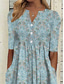 levne Šaty umění a designu-Ženské midi šaty květinový grafický řasený knoflík V krk každodenní dovolená krátký rukáv léto jaro