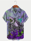 voordelige Hawaiiaanse overhemden-Voor heren Overhemd Hawaiiaans overhemd dier Doodskoppen Haai Grafische prints Strijkijzer Rood Paars Groen 3D-afdrukken Buiten Straat Korte Mouw Button-omlaag Afdrukken Kleding Tropisch Modieus