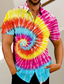 cheap Men&#039;s Printed Shirts-Men&#039;s Shirt Tie Dye Turndown Pink Navy Blue Blue Purple Orange Print Street Casual Short Sleeve Button-Down Print Clothing Apparel Fashion Hawaiian Designer Casual