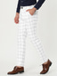 tanie Chinosy-Męskie Spodnie Typu Chino Spodnie chinosy Spodnie w kratę Kieszeń Nadruk Kratka Komfort Oddychający Na zewnątrz Codzienny Wyjściowe Mieszanka bawełny Moda Moda miejska Czarny Biały Elastyczny