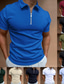 cheap Classic Polo-Men&#039;s Zip Polo Golf Shirt Casual Vacation Quarter Zip Short Sleeve Fashion Solid Color Plain Classic Summer Regular Fit Black White Wine Navy Blue Royal Blue Green Zip Polo
