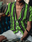 billiga fritidsskjortor för män-Herr Skjorta Knapp upp skjorta Sommarskjorta Casual skjorta Rubinrött Blå Orange Grön Kortärmad Randig Grafiska tryck Nedvikt Gata Dagligen Mönster Kläder Mode Ledigt Bekväm