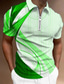 baratos onda masculina-Homens Polo com zíper Camiseta Polo Camisa de golfe Aberto para a Lateral Moda Designer Casual Manga Curta Amarelo Verde Tropa Vermelho Azul Royal Azul Roxo Linear Impressão 3D Aberto para a Lateral