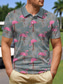 cheap 3D Polo-Men&#039;s Polo Shirt Golf Shirt Flamingo Graphic Prints Turndown Gray Outdoor Street Short Sleeves Button-Down Print Clothing Apparel Sports Fashion Streetwear Designer