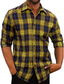 cheap Men&#039;s Casual Shirts-Men&#039;s Shirt Plaid  Check Shirt  Turndown Orange Black Street Daily Long Sleeve Button-Down Clothing Apparel Basic Fashion Casual Comfortable