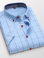 preiswerte Formelle Hemden-Herren Hemd Oberhemd Sommerhemd Weiß Wein Marineblau Kurzarm Gitter Umlegekragen Ganzjährig Arbeit Täglich Bekleidung