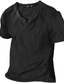 halpa Miesten vapaa-ajan T-paidat-Miesten Henley-paita T-paita Tavallinen Henley Katu Loma Lyhythihainen Painike alas Vaatetus Suunnittelija Perus Moderni nykyaikainen