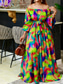 cheap Plus Size Casual Dresses-Women‘s Plus Size Curve Casual Dress Swing Dress Graphic Long Dress Maxi Dress Long Sleeve Lace up Backless Off Shoulder Fashion Holiday Green Summer Spring L XL XXL 3XL