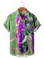 billiga Skjortor med tryck för män-Herr Skjorta Djur Elefant Grafiska tryck Nedvikt Blå Grön Kaki 3D-tryck Utomhus Gata Kort ärm Button-Down Mönster Kläder Tropisk Mode Hawaiisk Designer