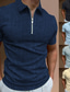 tanie klasyczna koszulka polo-Męskie Bluza polo Koszulka polo Koszula golfowa Prążki Teksturowany Wzory graficzne Wieczorne Czarny Zielony Khaki Jasnoszary Ciemnoniebieski Na zewnątrz Ulica Krótkie rękawy Zamek Nadruk Odzież Moda