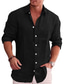 baratos camisas masculinas casuais-Camisa masculina cor sólida turndown street casual botão para baixo manga comprida tops moda casual confortável branco preto cinza camisas de verão