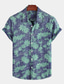 tanie Koszule hawajskie-Męskie Koszula Koszula hawajska Graficzny Hawajskie Aloha Plemienny Wzór Kołnierzyk klasyczny Niebieski Fioletowy Zielony Codzienny Plaża Krótki rękaw Odzież Podstawowy Boho Designerskie