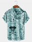 abordables Camisas hawaianas-Camisas hawaianas vintage de los años 50 para hombres, mapa náutico, barco pirata, cráneo, seersucker, sin arrugas, fácil cuidado, camisas aloha