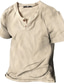 billige Casual T-skjorter for menn-Herre Henly-skjorte T-skjorte عادي Henley Gate Feriereise Kortermet Knapp ned Klær Designer Grunnleggende Moderne Moderne
