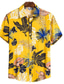 رخيصةأون قمصان رجالية عادية-رجالي قميص قميص هاواي زر حتى القميص قميص صيفي قميص غير رسمي أصفر فاتح أسود أبيض أصفر أخضر فاتح كم قصير زهرة / نباتات قبعة القميص الأماكن المفتوحة مناسب للخارج طباعة ملابس أناقة الشارع أنيق كاجوال