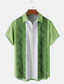 billiga fritidsskjortor för män-Herr Hawaii skjorta Bowlingskjorta Knapp upp skjorta Sommarskjorta Casual skjorta Rodnande Rosa Blå Grön Kortärmad Färgblock Nedvikt Gata Semester Button-Down Kläder Mode Femtiotal Fritid