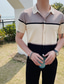 cheap Knit Polo Sweater-Men&#039;s Knit Polo Casual Holiday Lapel Button Short Sleeve Fashion Modern Color Block Button Summer Black Green Knit Polo