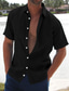 billiga fritidsskjortor för män-Herr linneskjorta Sommarskjorta Strandskjorta Svart Vit Rosa Kortärmad Ensfärgat Nedvikt Sommar Hawaiisk Helgdag Kläder Button-Down