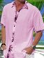 billige mænds fritidsskjorter-Herre Skjorte Button Up skjorte Casual skjorte Sommer skjorte Strandtrøje Hvid Lyserød Blå Kort Ærme Plante Knaphul Gade Ferierejse Lomme Tøj Mode Fritid Hawaiiansk