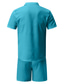 Χαμηλού Κόστους σετ ανδρικό πουκάμισο-Ανδρικά Πουκάμισο Πουκάμισο με κουμπιά Καλοκαιρινό πουκάμισο Σετ πουκαμίσου Casual πουκάμισο Μαύρο Λευκό Πράσινο Ανοικτό Θαλασσί Σκούρο μπλε Κοντομάνικο Σκέτο Κολάρο κατασκήνωσης Καθημερινά Διακοπές