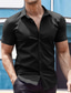 cheap Men&#039;s Button Up Shirts-Men&#039;s Shirt Summer Shirt Button Up Shirt Casual Shirt Wine Navy Blue Blue Gray Short Sleeve Plain Turndown Street Daily Clothing Apparel Fashion Casual Comfortable