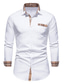 Χαμηλού Κόστους Επίσημα πουκάμισα-Ανδρικά Πουκάμισο με κουμπιά Casual πουκάμισο Μαύρο Λευκό Βαθυγάλαζο Μακρυμάνικο Σκέτο Πέτο Ανοιξη καλοκαίρι Γάμου Καθημερινά Ρούχα Μπροστινή τσέπη