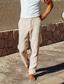 cheap Linen Pants-Men's Linen Pants Trousers Summer Pants Beach Pants Elastic Waist Straight Leg Plain Comfort Breathable Casual Daily Holiday Linen / Cotton Blend Fashion Classic Style Khaki Light Blue