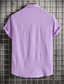 cheap Men&#039;s Casual Shirts-Men&#039;s Linen Shirt Shirt Summer Shirt Casual Shirt Beach Shirt White Pink Wine Short Sleeve Plain Lapel Summer Casual Daily Clothing Apparel