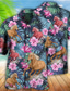 preiswerte Hawaiihemden-Herren Hemd Hawaiihemd Sommerhemd Blumen Pferd Grafik-Drucke Blätter Pferderennen Kubanisches Halsband Weiß Gelb Blau Leicht Blau Outdoor Casual Kurzarm Bedruckt Bekleidung Sport Modisch Strassenmode
