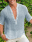 ieftine cămăși casual pentru bărbați-Bărbați cămașă de in Cămașă de vară Cămașă de plajă Negru Albastru celest Maro Manșon Lung Simplu Stil Nautic Primavara vara Hawaiian Concediu Îmbrăcăminte Butonul frontal