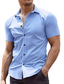 cheap Men&#039;s Button Up Shirts-Men&#039;s Shirt Summer Shirt Button Up Shirt Casual Shirt Wine Navy Blue Blue Gray Short Sleeve Plain Turndown Street Daily Clothing Apparel Fashion Casual Comfortable