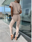 billiga casual jumpsuits-Dam Vanligt Jumpsuits Elegant Ensfärgat Kortärmad Rund hals Spetsknuten Hög midja Kontor Arbete Lös passning Svart Rodnande Rosa Fuchsia Sommar