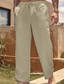 cheap Casual Pants-Men&#039;s Linen Pants Trousers Summer Pants Pocket Drawstring Elastic Waist Plain Outdoor Daily Going out Linen / Cotton Blend Streetwear Stylish White Pink