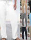 Χαμηλού Κόστους λινό παντελόνι-Ανδρικά Λευκά παντελόνια Παντελόνια Καλοκαίρι παντελόνι Τσέπη Σκέτο Άνεση Αναπνέει ΕΞΩΤΕΡΙΚΟΥ ΧΩΡΟΥ Καθημερινά Εξόδου Μοντέρνα Καθημερινό Μαύρο Λευκό