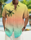 Недорогие Гавайские рубашки-Муж. Рубашка Гавайская рубашка Градиент Кокосовая пальма Графические принты Отложной Оранжевый Серый на открытом воздухе Для улицы Короткие рукава С принтом Одежда