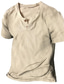billige Casual T-shirts til mænd-Herre linned skjorte Casual skjorte Sommer skjorte Strandtrøje T-shirt Vanlig V-hals Afslappet Daglig Kortærmet Tøj Mode Bekvem